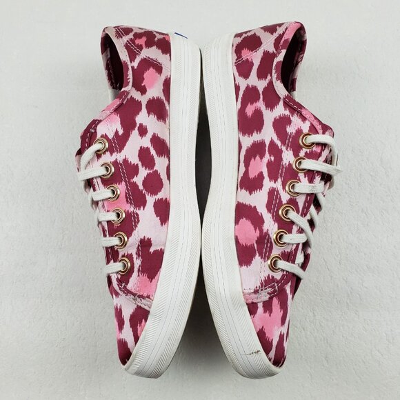 Keds x Kate Spade Kickstart Sneaker Womens 7.5 Pink Satin Leopard Print Shoe - Picture 9 of 15